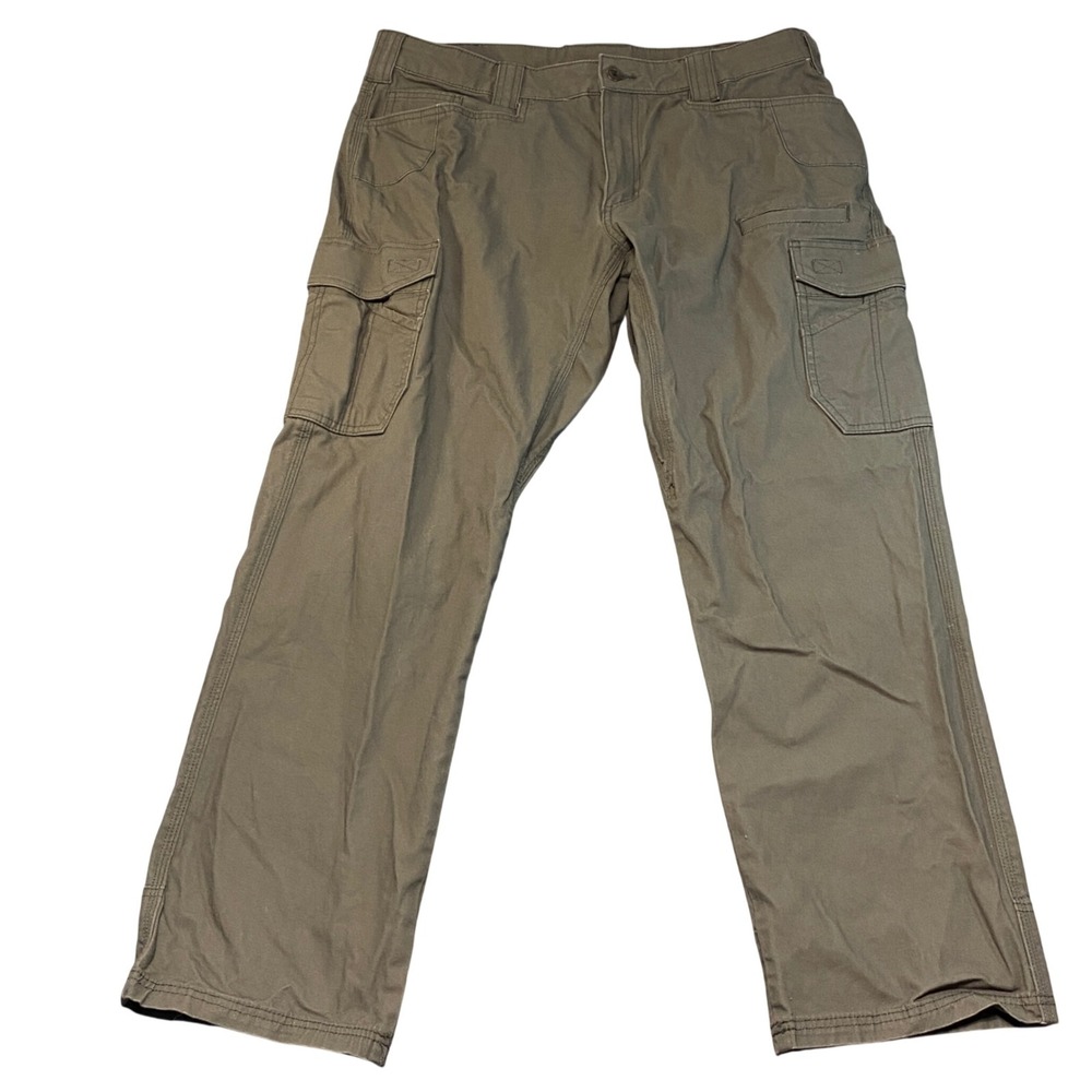 Noble Outfitters Mens Cargo Pants 38x32 Olive Brown Canvas Stretch Tactical Work